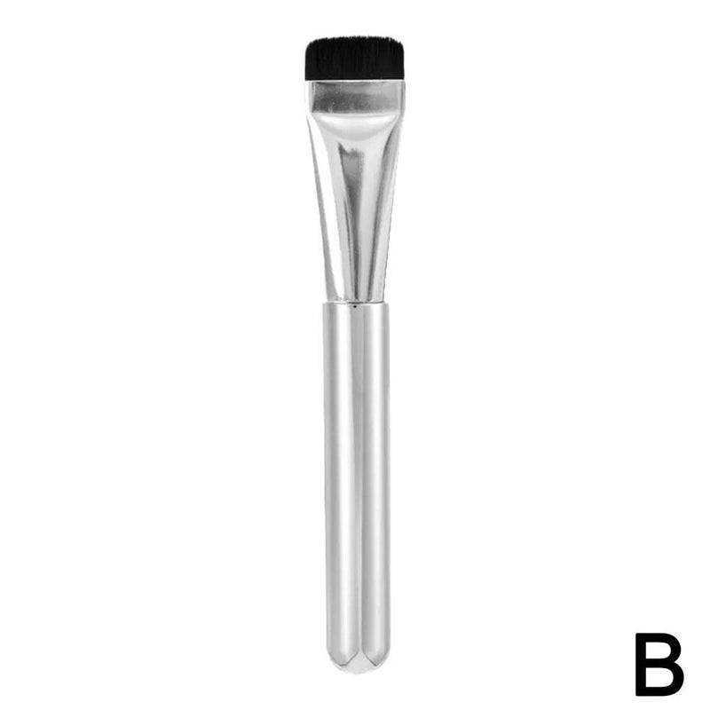 Small, ultra-thin, straight-sided foundation brush, mask brush, concealer brush, flat-top, leaves no marks, doesn't absorb much product, perfect for makeup.